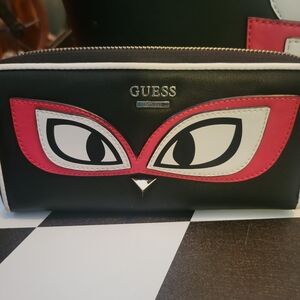 Guess Black and Pink Eye Design Wallet